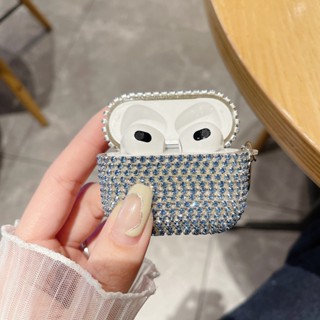 เคสหูฟัง แบบแข็ง ประดับเพชร วิบวับ หรูหรา สําหรับ Airpods Pro 2 Air Pods 1 2 3