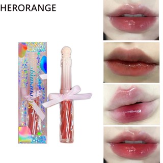 Herorange ลิปสติก ลิปกลอส เนื้อใส ประดับโบว์ เลนส์ใส