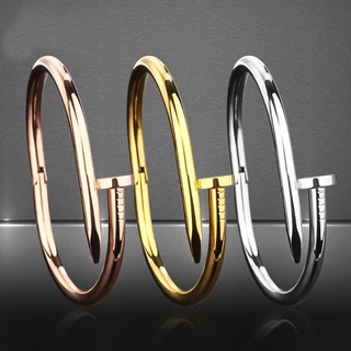 เครื่องประดับ สร้อยข้อมือเหล็กไทเทเนียม 18K ไม่จางหาย ระดับไฮเอนด์ สไตล์ยุโรป และอเมริกา สําหรับผู้ชาย และผู้หญิง