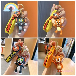 ✧JUNE✧ Funny Tom and Jerry Fan Gifts Bag Pendant Anime Keychain Car Key Holder Keyring Pendant Accessories Couple Jewelry Cartoon Key Chains