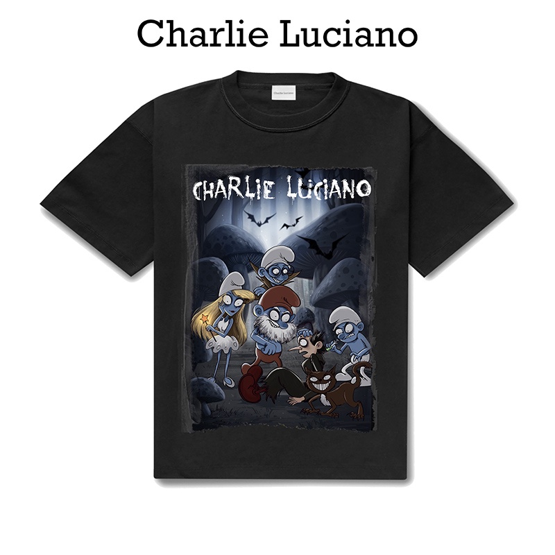 Charlie Luciano Smurf อะนิเมะพิมพ์ Unisex แขนสั้นหลวมสบายๆเสื้อยืดอเนกประสงค์