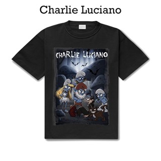 Charlie Luciano Smurf เสื้อยืดลําลอง แขนสั้น พิมพ์ลายอนิเมะ ทรงหลวม สําหรับผู้ชาย และผู้หญิง