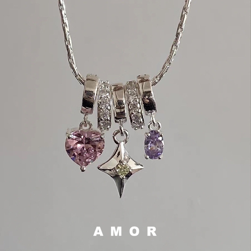 Love Diamond Starlight Pendant choker Necklace ดีไซน์นิชหญิง