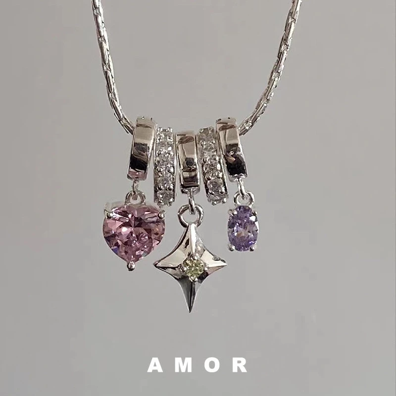 Love Diamond Starlight Pendant choker Necklace ดีไซน์นิชหญิง