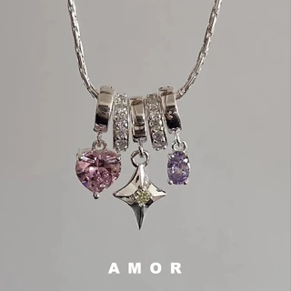 Love Diamond Starlight Pendant choker Necklace ดีไซน์นิชหญิง