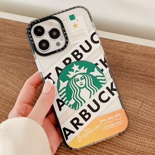 Casetify เคสโทรศัพท์มือถือแบบนิ่ม TPU ใส กันกระแทก ลายฉลาก Starbucks สําหรับ iPhone 14 13 12 11 Pro MAX X XS MAX XR