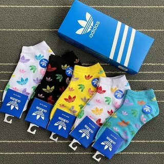 ถุงเท้ากีฬา Adida ผ้าฝ้าย แฟชั่นสไตล์เกาหลี สําหรับผู้ชาย และผู้หญิง มี 5 คู่