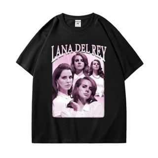 HOT QGเสื้อยืดแขนสั้นลําลอง ผ้าฝ้าย พิมพ์ลาย Lana Del Rey Blue Banisters Music Album สไตล์วินเทจ แฟชั่นฤดูร้อน สําหรับผู