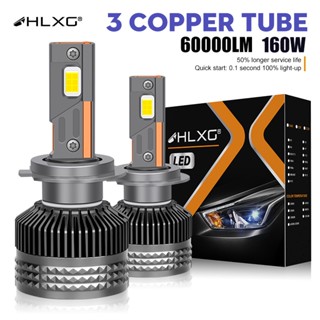 Hlxg หลอดไฟตัดหมอกเทอร์โบ LED 160W 5570 CSP H11 H1 H8 H9 HIR2 H4 H4 H7 60000LM 9005 9006 H7 HB3 HB4 K5C สําหรับรถยนต์