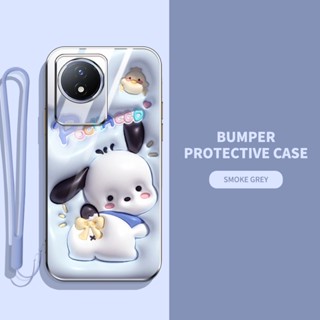 เคส Vivo Y02 Y02A 4G น่ารัก 3D สามมิติ สัตว์และพืช หรูหรา สี่เหลี่ยม ชุบไฟฟ้า เคสป้องกันกล้อง