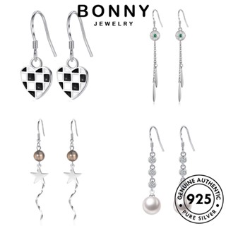 BONNY JEWELRY ต้นฉบับ ตุ้มหู เงิน 925 Silver หนีบ เครื่องประดับ แท้ ไข่มุกหยก ผู้หญิง ต่างหู มอยส์ซาไนท์ แฟชั่น เครื่องประดับ เกาหลี ห่วง เพชร M009