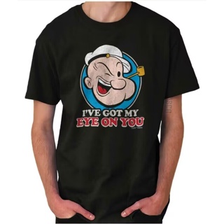 เสื้อยืดแขนสั้น คอกลม ผ้าฝ้ายแท้ พิมพ์ลายการ์ตูน Popeye Oliver Sailor Bobby สําหรับผู้ชาย และผู้หญิง