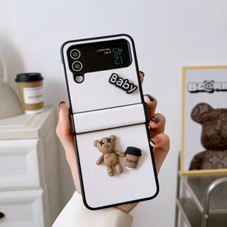 เคสมือถือ ลายหมีน้อยน่ารัก กันรอยขีดข่วน หรูหรา สําหรับ Samsung Galaxy Z Flip 3 Z Flip 4 5G