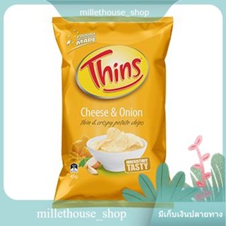 (แพ็ค6)Thins Cheese &amp; Onion Potato Chips 45g/ทินส์ชีส &amp; มันฝรั่งทอดหัวหอม 45g