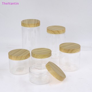 Thevantin ขวดโหลเปล่า พลาสติกใส พร้อมฝาปิดไม้เทียม