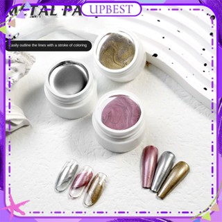 ♕Monja Nail Art Mirror ภาพวาดโลหะกาวโปแลนด์ Gold Silver Hook Line Pull Wire Wrapping Phototherapy เล็บเจล Manciure สำหรับ Nail Shop 3สี5Ml UPBEST