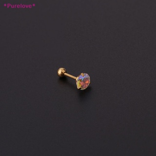 Purelove&gt; ต่างหูสตั๊ด ประดับเพทาย หลากสี เครื่องประดับ สําหรับผู้หญิง 1 ชิ้น