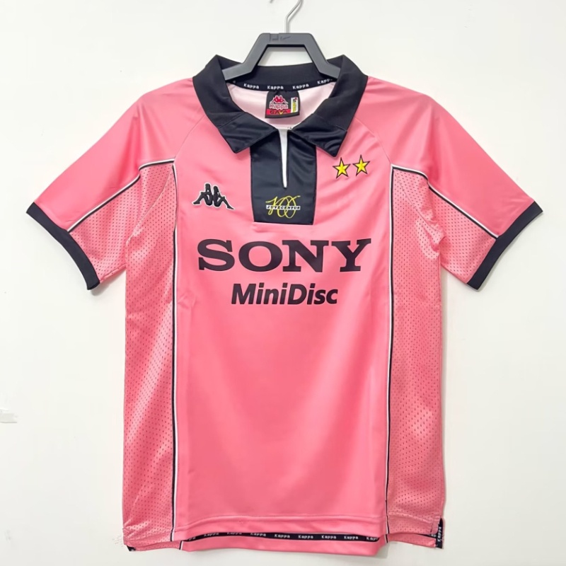 เสื้อกีฬาแขนสั้น ลายทีมชาติฟุตบอล Juve Pink Away 1997-98 ชุดเยือน สไตล์วินเทจ แห้งเร็ว ไซซ์ S-XXL สําหรับผู้ชาย