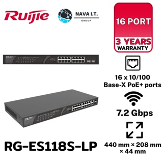 COINSคืน15%⚡FB9JMZV6⚡ RUIJIE RG-ES118S-LP 16-PORT 10/100MBPS DESKTOP UNMANAGED SWITCH รับประกัน 3ปี