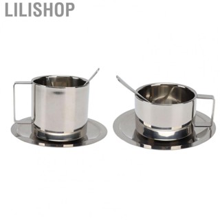 Lilishop Stainless Steel Coffee Cup Set Double Walled Rustproof Modern Latte Cappuccino  Cup for Home  Cup Double Walled Mugs