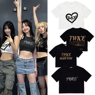 เสื้อยืดลําลอง ผ้าฝ้าย แขนสั้น คอกลม ทรงหลวม พิมพ์ลาย KPOP TWICE 5TH WORLD TOUR READY TO BE MERCK แฟชั่นฤดูร้อน สไตล์เกาหลี ฮาราจูกุ สําหรับผู้หญิง และผู้ชาย