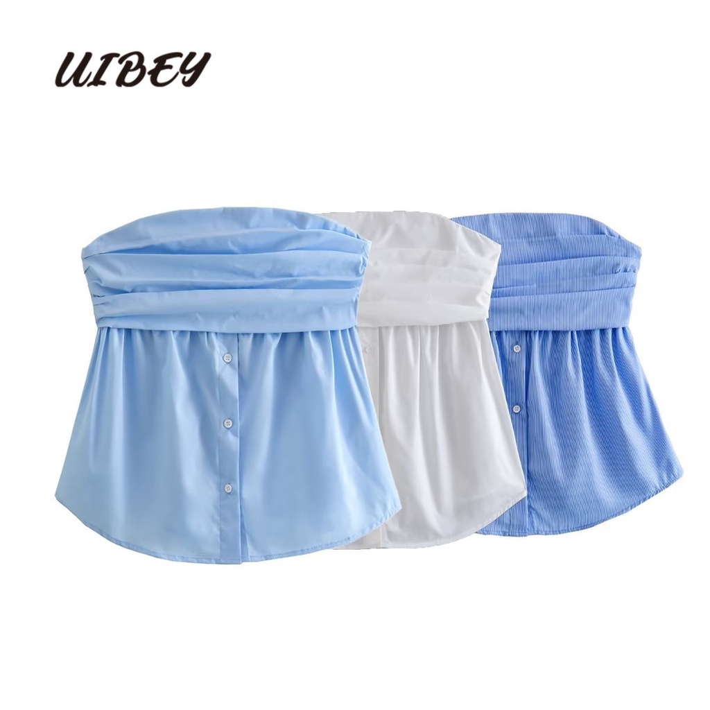 Uibey ขายส่ง เสื้อกล้าม แขนกุด จับจีบ 9671