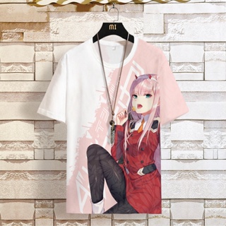 เสื้อยืดแขนสั้น พิมพ์ลายการ์ตูนอนิเมะ Darling in the Franxx แฟชั่นฤดูร้อน สําหรับผู้ชาย พลัสไซซ์