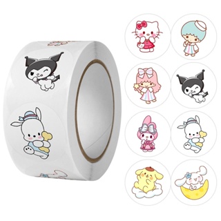 สติกเกอร์ ลาย Melody Kuromi Sanrio น่ารัก สําหรับตกแต่งสมุด DIY จํานวน 500 ชิ้น ต่อม้วน