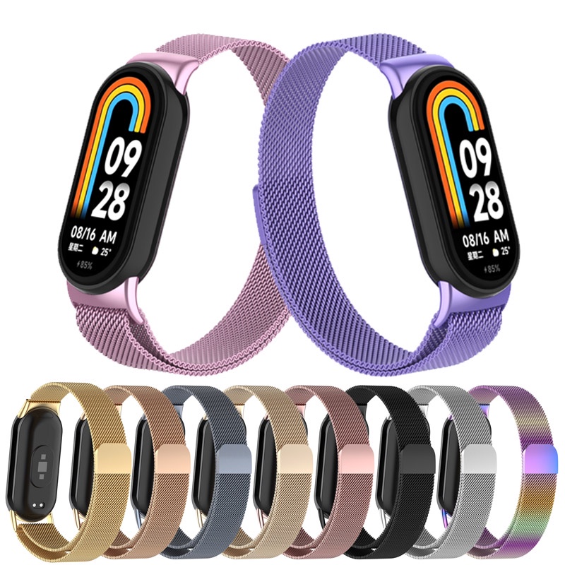 สําหรับ Xiaomi Mi Band 8 9 smartwatch Milan สายสแตนเลสแม่เหล็ก
