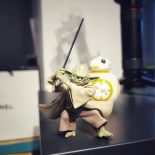 ของเล่นโมเดลฟิกเกอร์ Star Wars Master Yoda Jedi Knight Fighting Version PVC ขนาด 7 ซม.