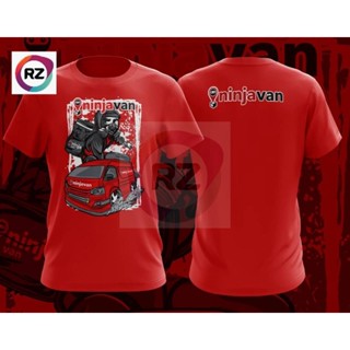 เสื้อยืด ผ้าไมโครไฟเบอร์ พิมพ์ลาย NinjaVan สีแดง ไซซ์ XS-3XL