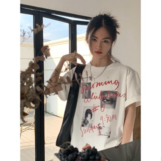 Suxi เสื้อยืดแขนสั้น คอกลม พิมพ์ลาย ทรงหลวม เข้ากับทุกการแต่งกาย แฟชั่นฤดูร้อน สําหรับผู้หญิง