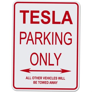 ป้ายกลไกอลูมิเนียม Tesla Parking Only สําหรับจอดรถ