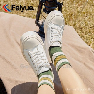 Feiyue/feiyue รองเท้าผ้าใบลําลอง ข้อสั้น หนัง PU สีขาว สําหรับสตรี 2022 B9AY