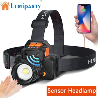 Lumiparty ไฟหน้า Led ซูมได้ กลางแจ้ง ชาร์จ Usb ไฟหน้า ไฟฉายคาดศีรษะ แคมป์ปิ้ง อุปกรณ์