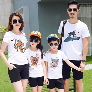 ชุดเสื้อยืด พิมพ์ลาย Tom and Jerry สําหรับครอบครัว แม่ พ่อ พี่สาว พี่สาว ของขวัญ