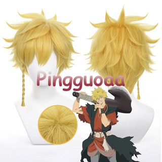 Anime Hells Paradise: Jigokuraku Aza Chobei Cosplay Wig 32cm Yellow Braid Wigs Heat Resistant Synthetic Hair Halloween Party