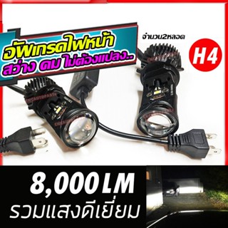 หลอดไฟหน้า LED LASER PROJECTOR ขั้ว T9 H4 6000K 8000 LM 12V/24V. แสงสีขาว 6500K สว่างมาก ไม่แยงตา (1คู่)Y6 Y8 Y11 Y13