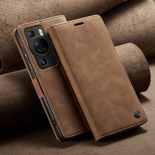 Huawei P60 Pro ศิลปะ ​เคสหนัง PU ฝาพับแม่เหล็ก คุณภาพสูง สไตล์เรโทร พร้อมช่องใส่บัตร และขาตั้ง