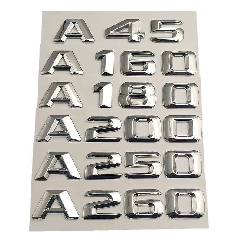 三维 ABS Chrome ตัวอักษรรถด้านหลังป้ายสติกเกอร์สัญลักษณ์โลโก้สําหรับ Mercedes A45 AMG A180 A200 A250 A260 W176 W177 อุปกรณ์เสริม