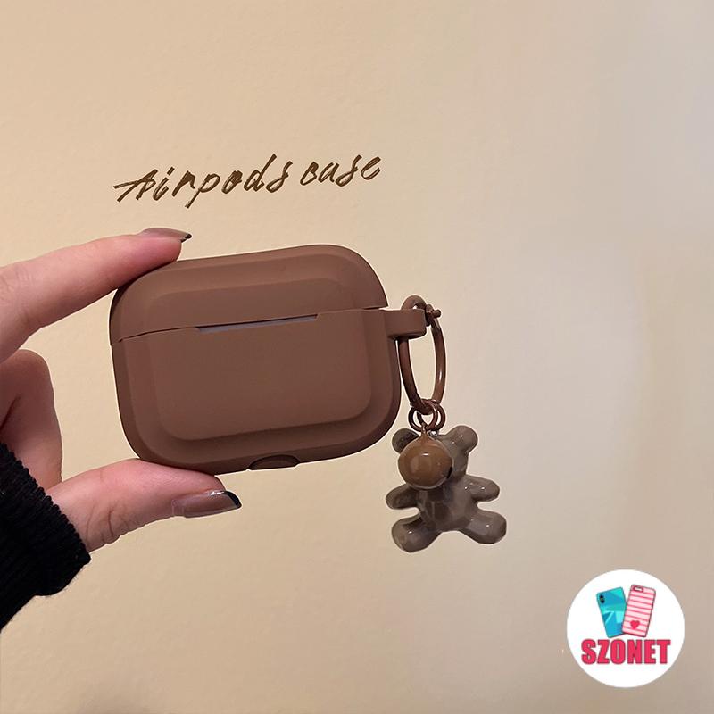 เคสหูฟังบลูทูธไร้สาย ซิลิโคนนิ่ม กันกระแทก ลายหมี สีพื้น เรียบง่าย สําหรับ AirPods 1 2 3 4 Pro inPods i12