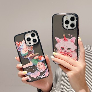 Casetify เคสโทรศัพท์มือถือ กันกระแทก ลายการ์ตูนแมวสีชมพู แต่งกลิตเตอร์ สําหรับ iPhone 14 ProMax 14 Pro 13 ProMax 12 Pro Max 11 ProMax