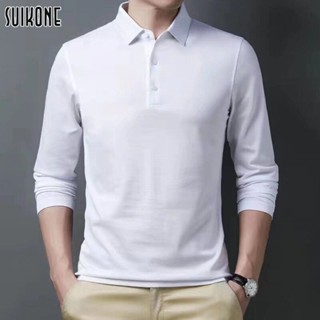 Suikone Mens long sleeve t-shirt Mens Casual T-Shirts simple solid color Mens Polo Shirt