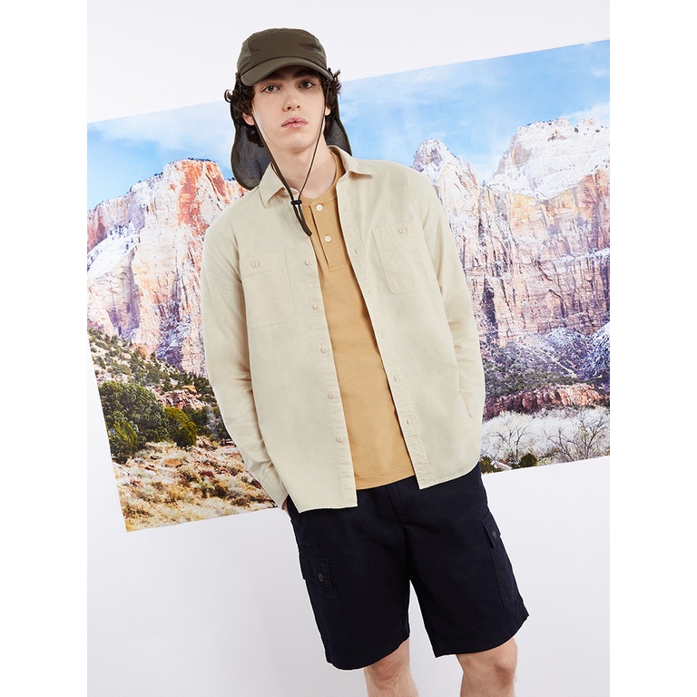 AIIZ (เอ ทู แซด) - เสื้อเชิ้ตผู้ชายแขนยาวผ้าป๊อปลินสีพื้น Men's Washed Work Long Sleeve Shirts