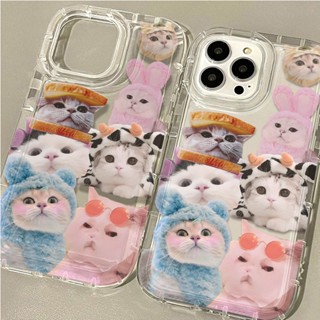 เคสโทรศัพท์ซิลิโคน TPU ใส แบบนิ่ม ลายแมวน่ารัก กันกระแทก สําหรับ IPhone 14 13 11 12 Pro XS Max X XR 7 + 8 Plus