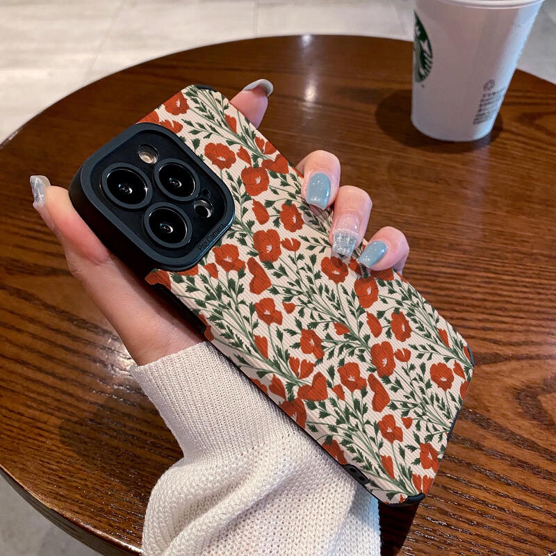 เคสโทรศัพท์มือถือ กันกระแทก ลายดอกไม้ สีแดง สําหรับ IPhone 11 12 Pro Max X XR XS Max SE Apple 7 Plus 8 Plus IPhone 13 Pro Max IPhone 14 Pro Max