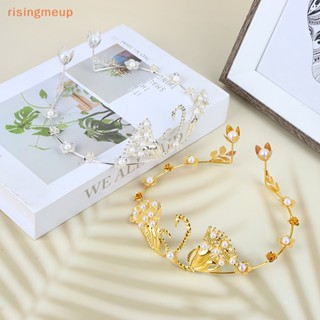 [risingmeup] มงกุฎหงส์ สีทอง สีเงิน สําหรับตกแต่งเค้กแต่งงาน