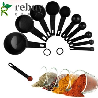 REBUY Hot Sale Measuring Spoon Black 10pcs/lot Kitchen Tools Measuring Cups Plastic High Quality for Baking Coffee Practical Measuring Set Tools/Multicolor