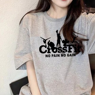 เสื้อยืด พิมพ์ลายกราฟฟิค Crossfit สไตล์ญี่ปุ่น ฮาราจูกุ สําหรับผู้หญิง