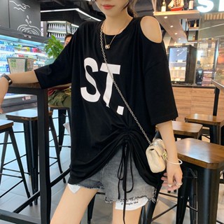 เสื้อยืด เปิดไหล่ เปิดหลังเซ็กซี่ ลายอนิเมะ Y2k Alt 90s หรูหรา แฟชั่นสไตล์เกาหลี สําหรับผู้หญิง